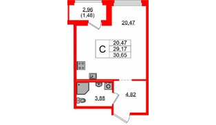 Квартира в ЖК «Парголово», студия, 30.65 м², 7 этаж
