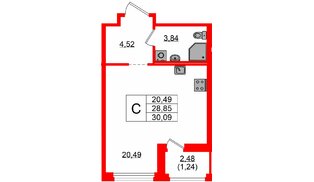 Квартира в ЖК «Парголово», студия, 30.09 м², 11 этаж
