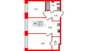Квартира в ЖК NEWПИТЕР, 2 комнатная, 53.17 м², 2 этаж