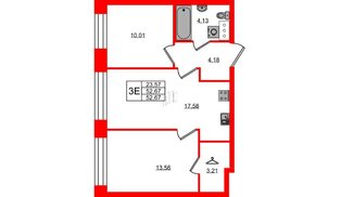 Квартира в ЖК NEWПИТЕР, 2 комнатная, 52.67 м², 3 этаж