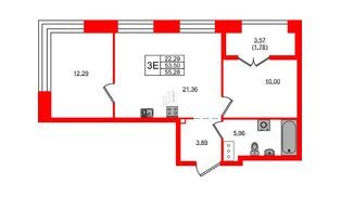 Квартира в ЖК NEWПИТЕР, 2 комнатная, 55.28 м², 7 этаж
