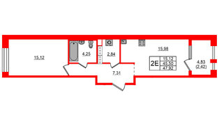 Квартира в ЖК Знатный, 1 комнатная, 47.92 м², 7 этаж