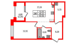 Квартира в ЖК Знатный, 1 комнатная, 50.56 м², 8 этаж