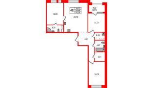 Квартира в ЖК Знатный, 3 комнатная, 92.06 м², 7 этаж