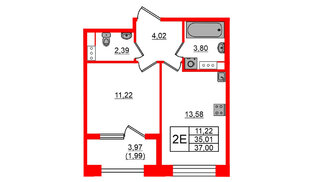 Квартира в ЖК Знатный, 1 комнатная, 37 м², 10 этаж
