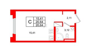 Квартира в ЖК Цивилизация на Неве, студия, 20.64 м², 4 этаж