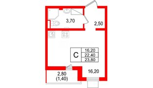 Квартира в ЖК «Цветной город», студия, 23.8 м², 21 этаж