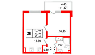 Квартира в ЖК 'Цветной город', 1 комнатная, 33.4 м², 13 этаж