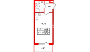 Квартира в ЖК «Парадный ансамбль», студия, 24.29 м², 4 этаж
