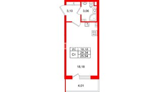 Квартира в ЖК «Парадный ансамбль», студия, 24.34 м², 5 этаж
