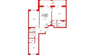 Квартира в ЖК «Город спутник Южный», 3 комнатная, 83.34 м², 10 этаж
