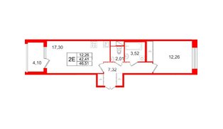 Квартира в ЖК «Дом на Курской», 1 комнатная, 42.41 м², 10 этаж