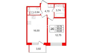Квартира в ЖК «Дом на Курской», 1 комнатная, 39.83 м², 10 этаж