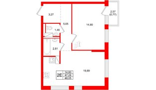 Квартира в ЖК Квартал Торики, 1 комнатная, 48.05 м², 10 этаж