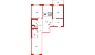 Квартира в ЖК «ОКЛА», 3 комнатная, 80.09 м², 2 этаж