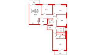 Квартира в ЖК 'OKLA', 4 комнатная, 97.86 м², 6 этаж