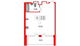 Апартаменты в ЖК Морская Ривьера, студия, 51.3 м², 11 этаж