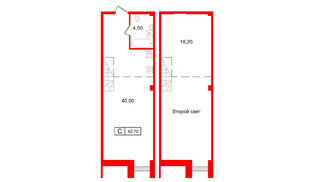 Апартаменты в ЖК Апарт-отель ФОМИН, студия, 62.7 м², 6 этаж