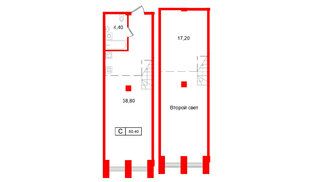 Апартаменты в ЖК Апарт-отель ФОМИН, студия, 60.4 м², 3 этаж