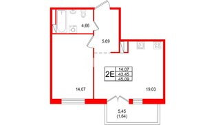 Квартира в ЖК Арт Парк, 1 комнатная, 45.09 м², 8 этаж