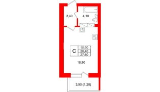 Квартира в ЖК Экос, студия, 28.55 м², 17 этаж