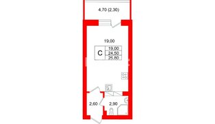 Квартира в ЖК Экос, студия, 26.45 м², 10 этаж