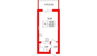 Квартира в ЖК Экос, студия, 26.55 м², 8 этаж