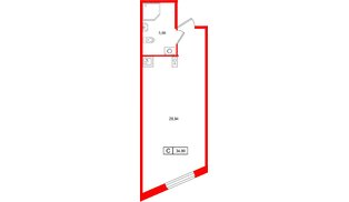 Апартаменты в ЖК «Клубный дом Лиговский,127», студия, 34.8 м², 2 этаж