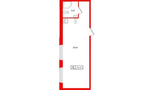 Апартаменты в ЖК «Клубный дом Лиговский,127», студия, 31.91 м², 2 этаж