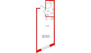 Апартаменты в ЖК «Клубный дом Лиговский,127», студия, 25.32 м², 3 этаж