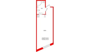 Апартаменты в ЖК «Клубный дом Лиговский,127», студия, 34.55 м², 3 этаж