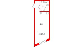 Апартаменты в ЖК «Клубный дом Лиговский,127», студия, 28.29 м², 3 этаж