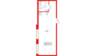 Апартаменты в ЖК «Клубный дом Лиговский,127», студия, 30.12 м², 3 этаж