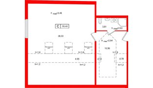 Апартаменты в ЖК «Клубный дом Лиговский,127», студия, 55.4 м², 3 этаж