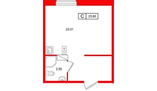 Апартаменты в ЖК «Клубный дом Лиговский,127», студия, 25.6 м², 4 этаж