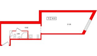 Апартаменты в ЖК «Клубный дом Лиговский,127», студия, 34.33 м², 4 этаж
