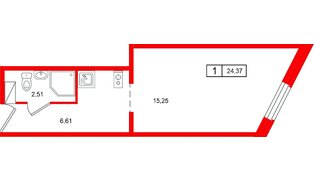 Апартаменты в ЖК «Клубный дом Лиговский,127», студия, 24.37 м², 4 этаж