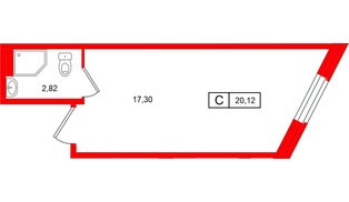 Апартаменты в ЖК «Клубный дом Лиговский,127», студия, 20.12 м², 4 этаж
