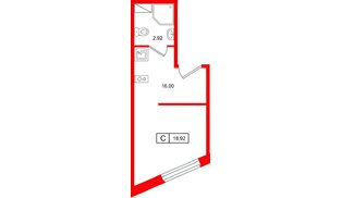 Апартаменты в ЖК «Клубный дом Лиговский,127», студия, 18.92 м², 4 этаж