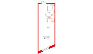 Апартаменты в ЖК «Клубный дом Лиговский,127», студия, 27.9 м², 4 этаж