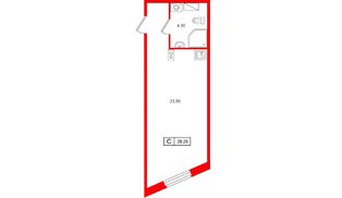Апартаменты в ЖК «Клубный дом Лиговский,127», студия, 28.29 м², 4 этаж