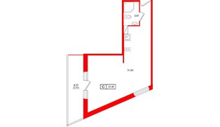 Апартаменты в ЖК «Клубный дом Лиговский,127», студия, 37.47 м², 4 этаж