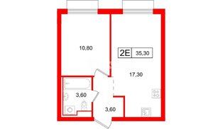 Квартира в ЖК Витебский парк, 1 комнатная, 35.3 м², 6 этаж