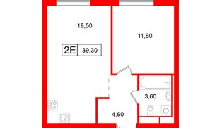 Квартира в ЖК Витебский парк, 1 комнатная, 39.3 м², 10 этаж