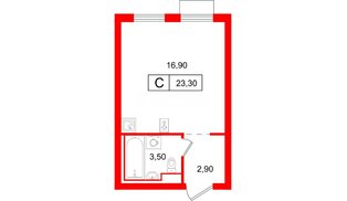Квартира в ЖК Витебский парк, студия, 23.3 м², 3 этаж