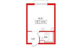 Квартира в ЖК Витебский парк, студия, 25 м², 3 этаж