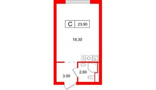 Квартира в ЖК Витебский парк, студия, 23.9 м², 3 этаж