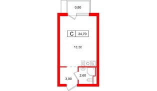 Квартира в ЖК Витебский парк, студия, 24.7 м², 10 этаж