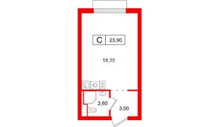 Квартира в ЖК Витебский парк, студия, 23.9 м², 11 этаж