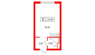 Квартира в ЖК Витебский парк, студия, 23.9 м², 3 этаж